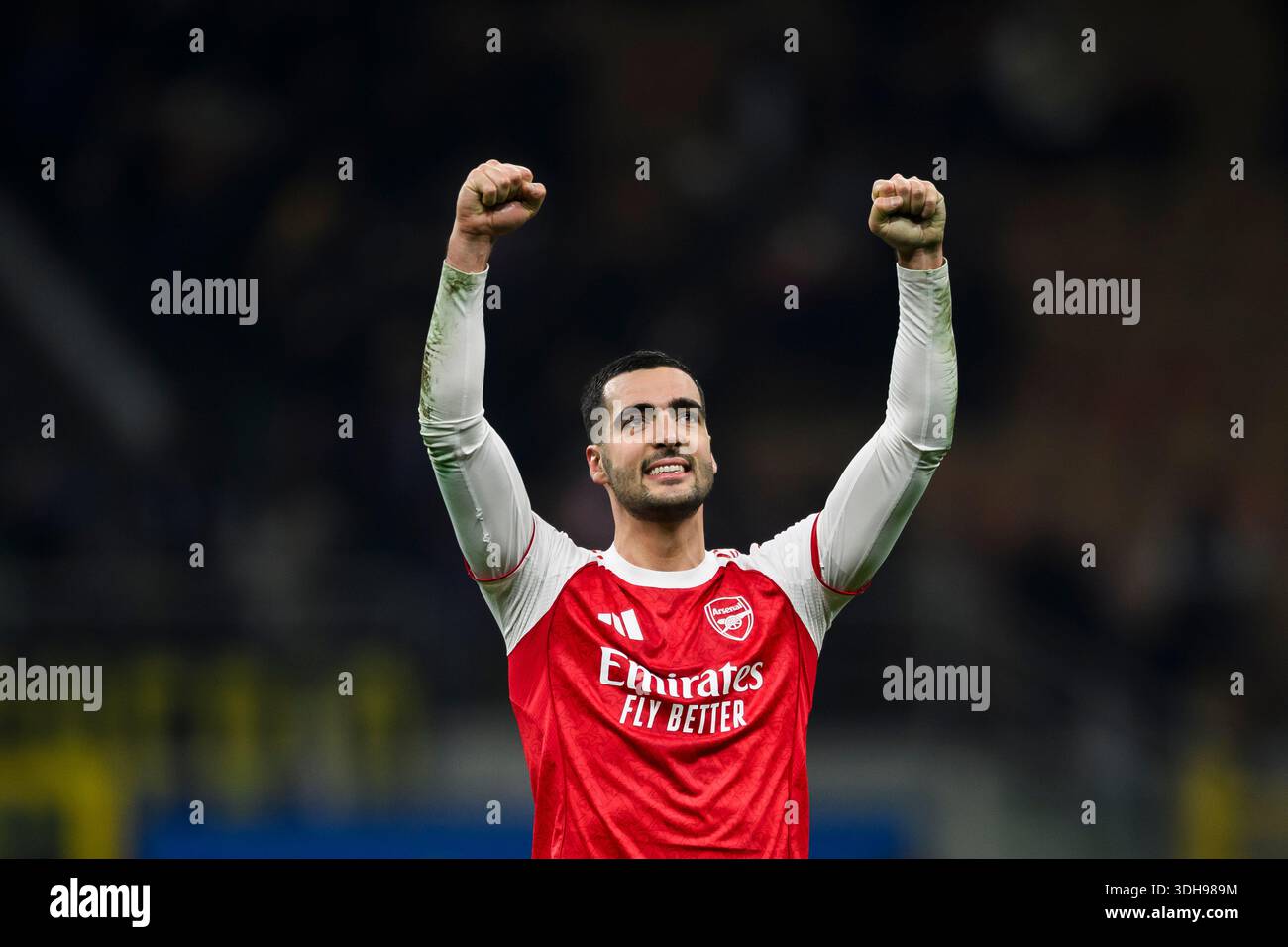 Mikel Merino of Arsenal FC celebrates the victory at the end of the ...