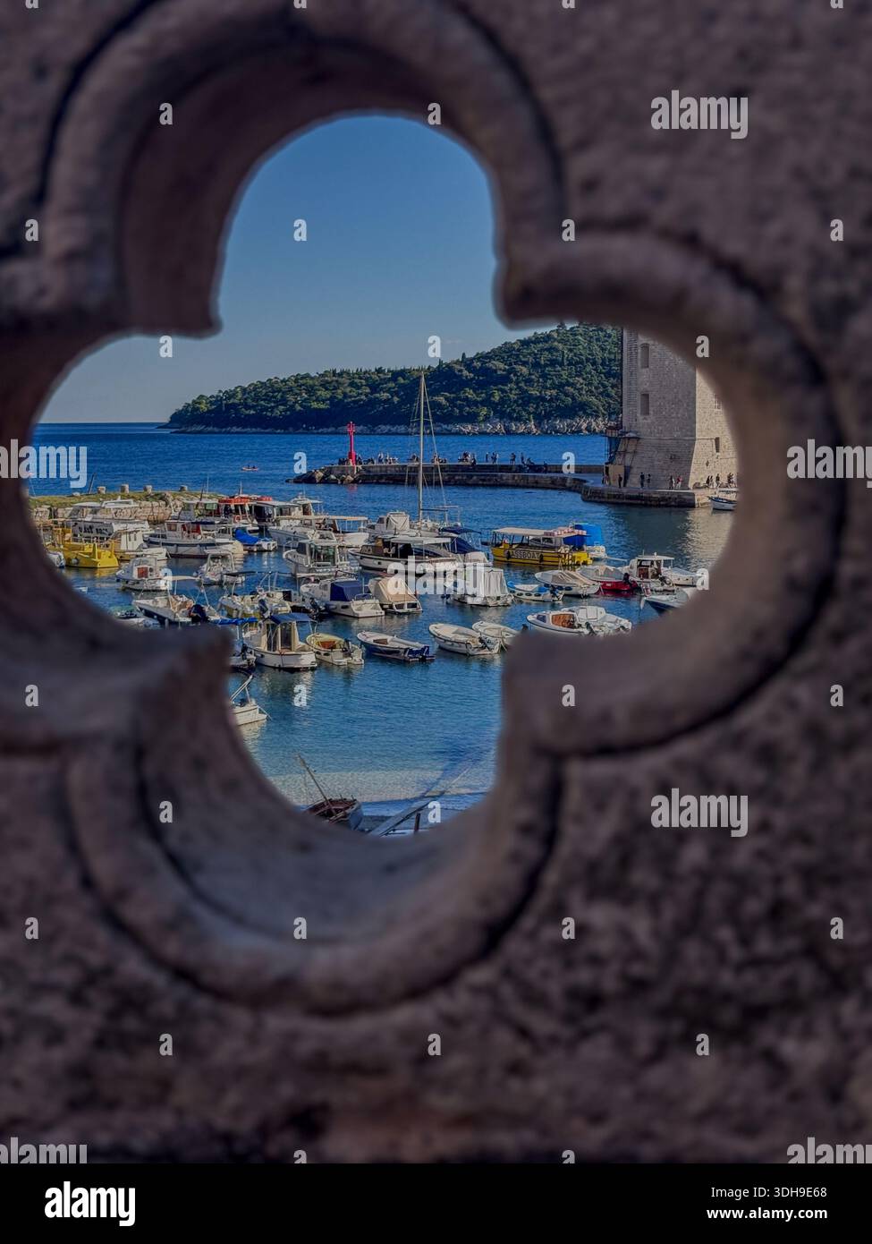 View of the Adriatic Sea from old bay in Dubrovnik, Croatia. - Smartphone Captured Stock Image