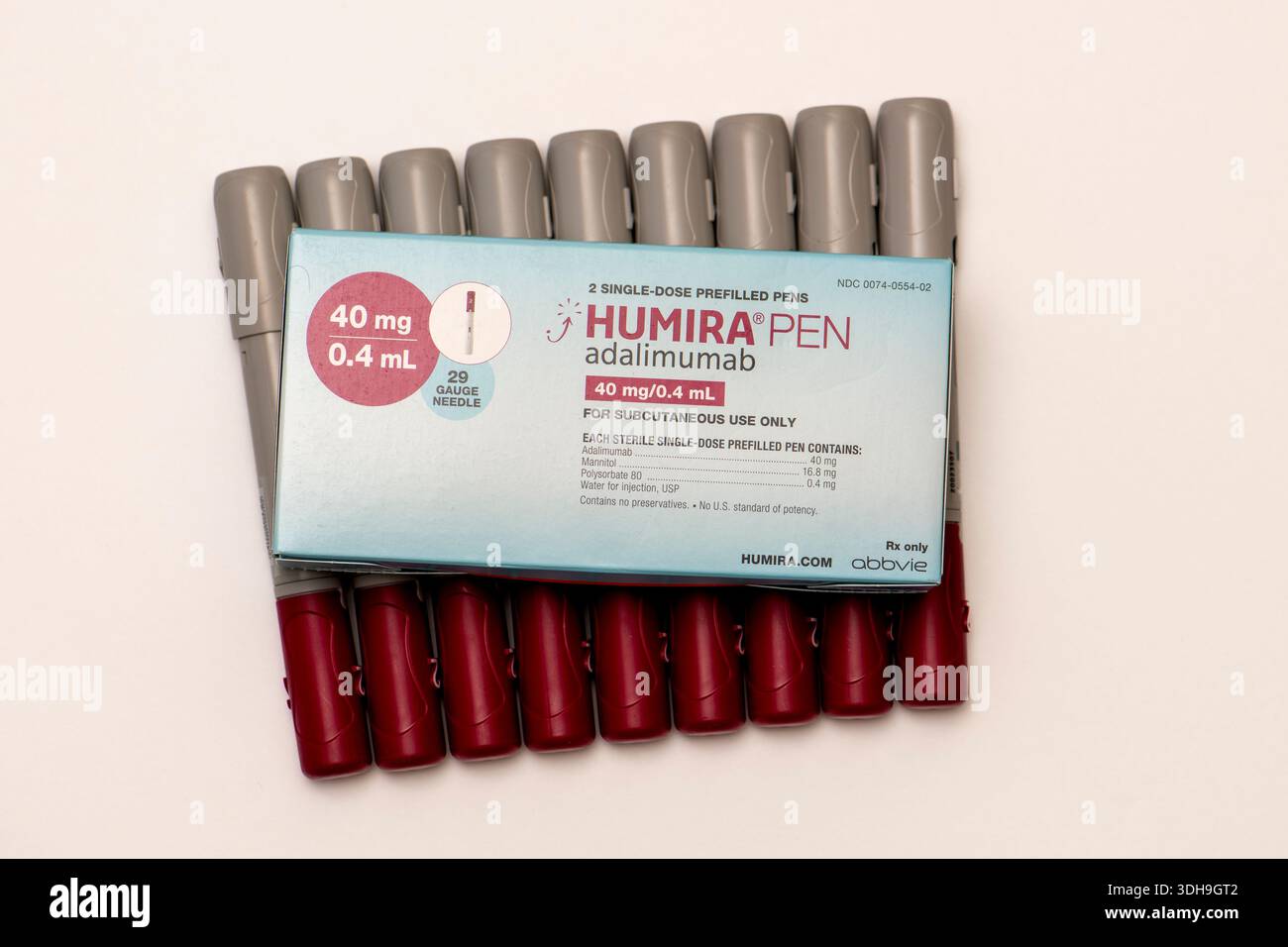Still life of a Humira pen. Adalimumab injection pens. It is an ...