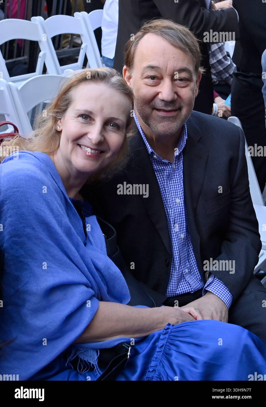 Director Sam Rami and his wife Gillian Greene attend an unveiling ...