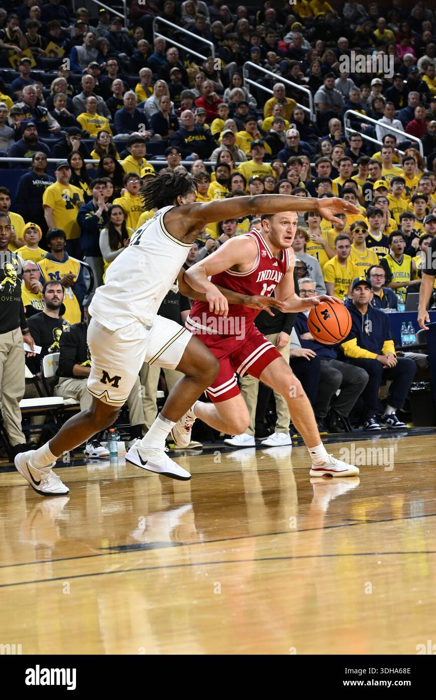 ANN ARBOR, MI - JANUARY 20: Indiana Hoosiers guard Aleksa Ristic (13 ...