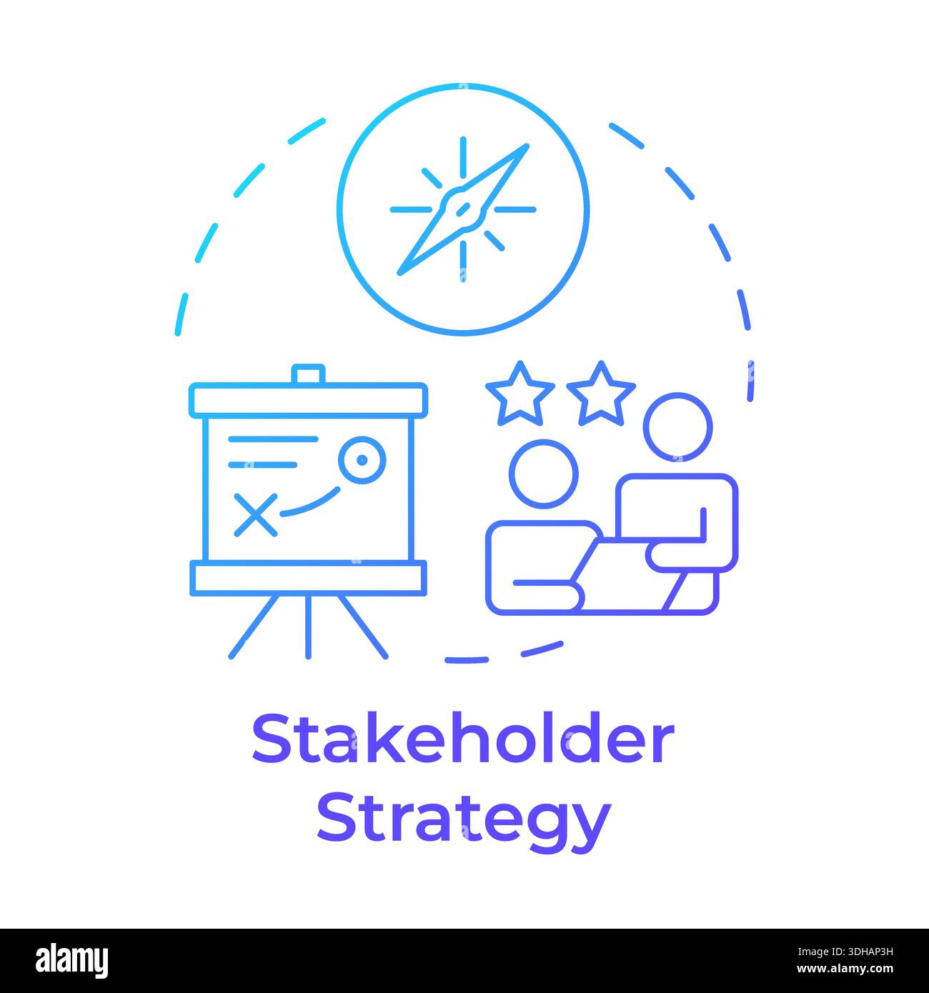 Stakeholder strategy blue gradient concept icon Stock Vector