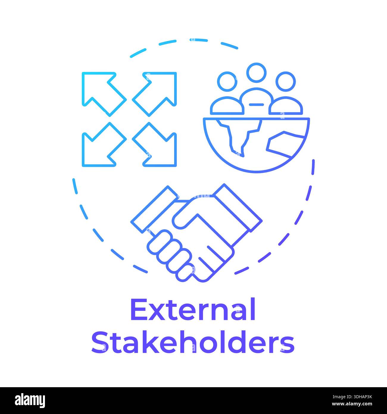 External stakeholders blue gradient concept icon Stock Vector