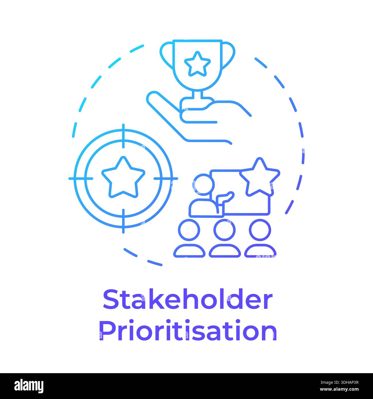 Stakeholder prioritization blue gradient concept icon Stock Vector