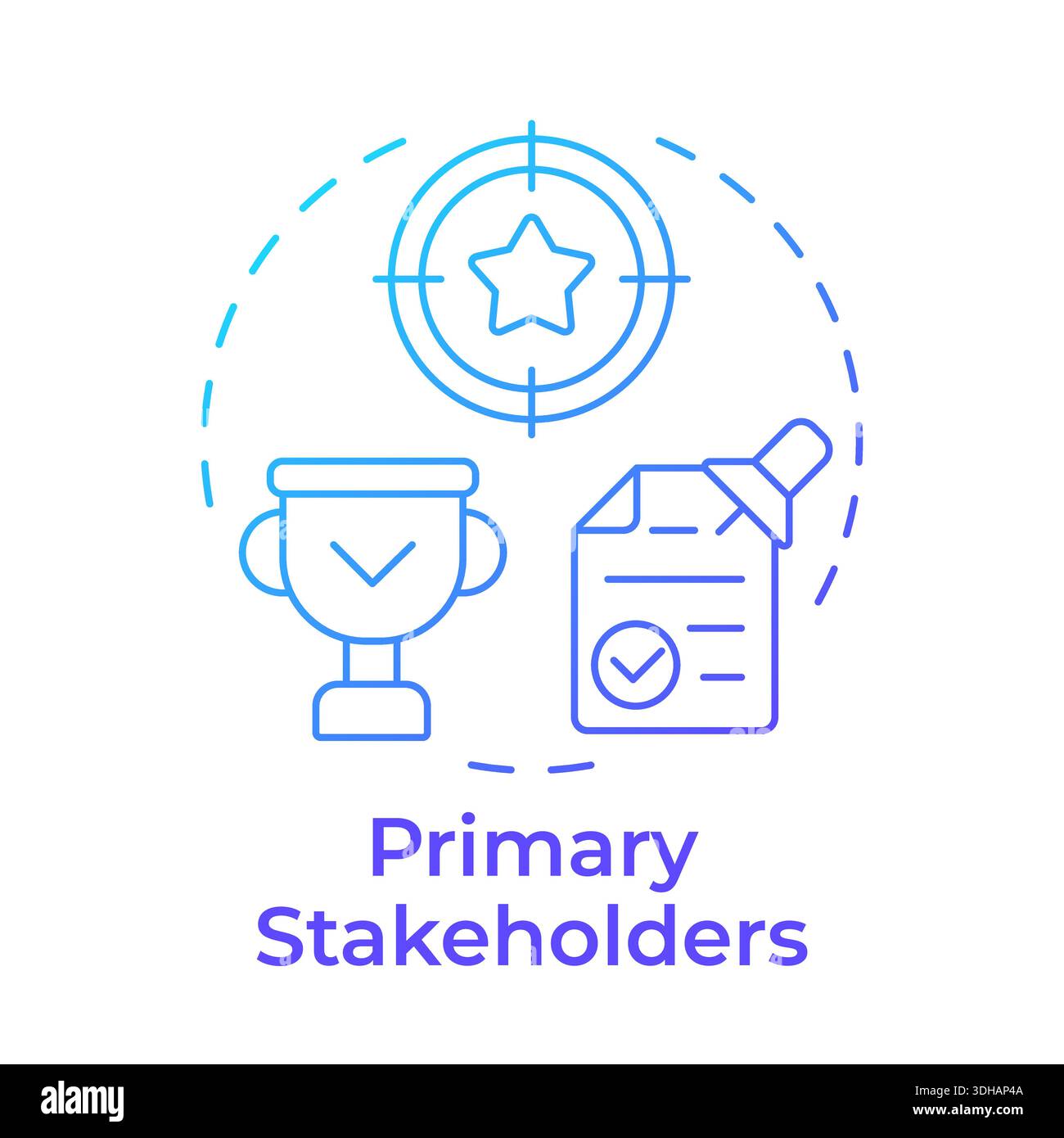 Primary stakeholders blue gradient concept icon Stock Vector