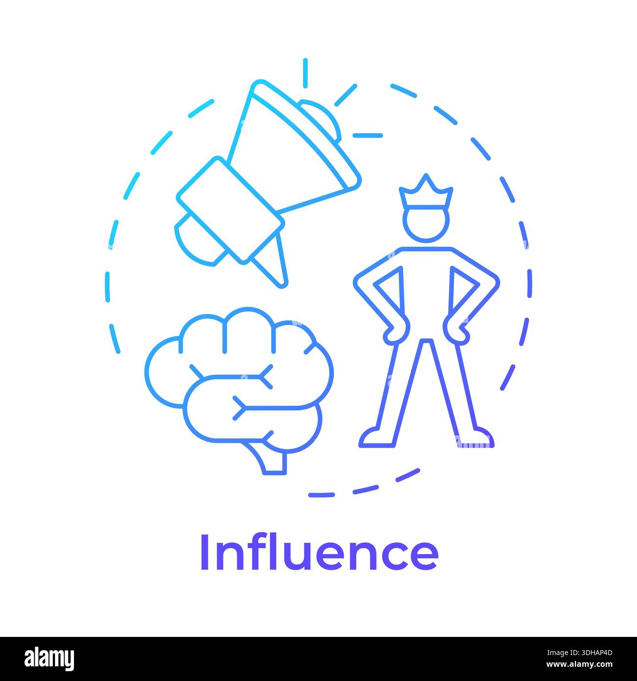 Influence blue gradient concept icon Stock Vector