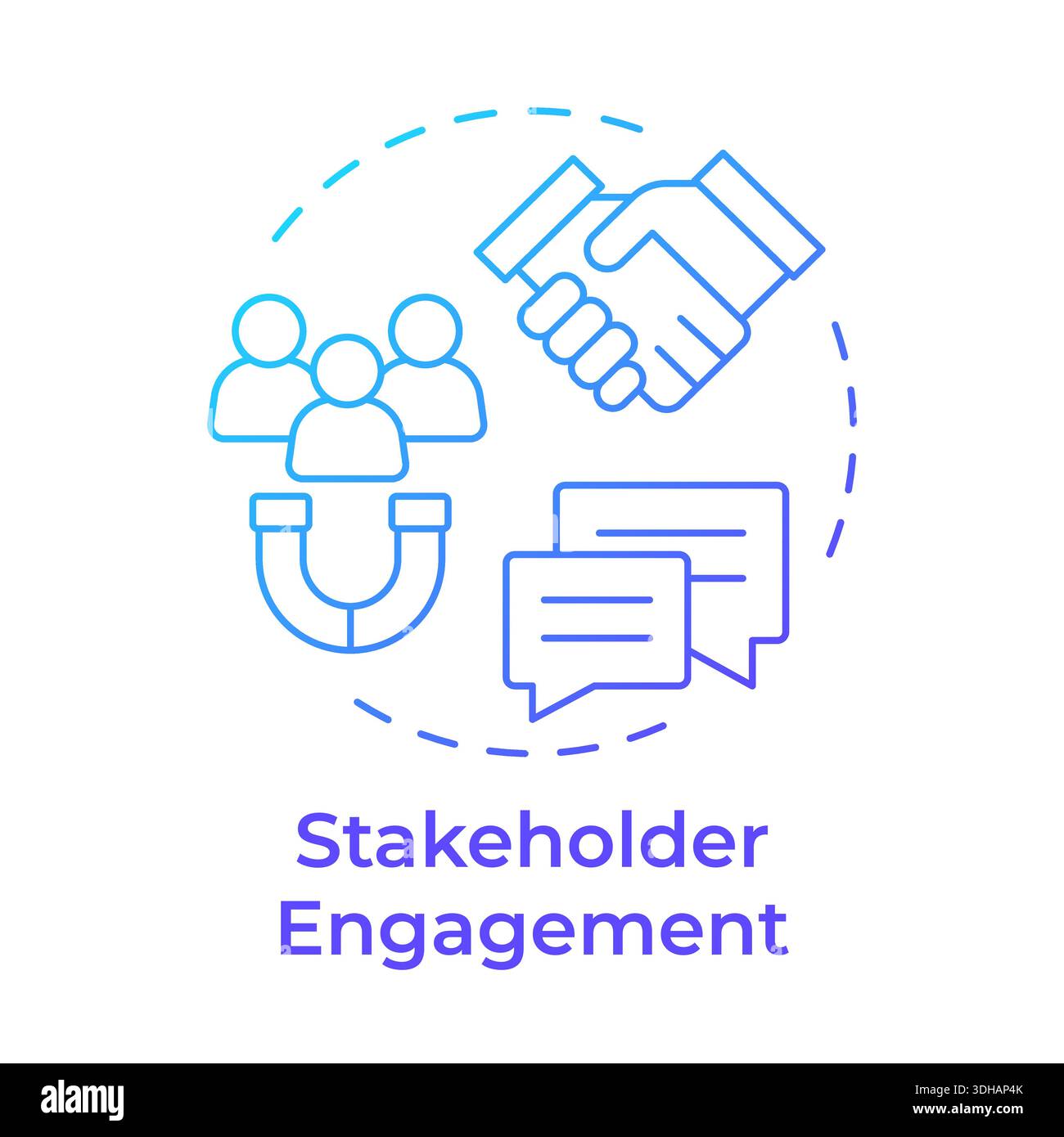 Stakeholder engagement blue gradient concept icon Stock Vector