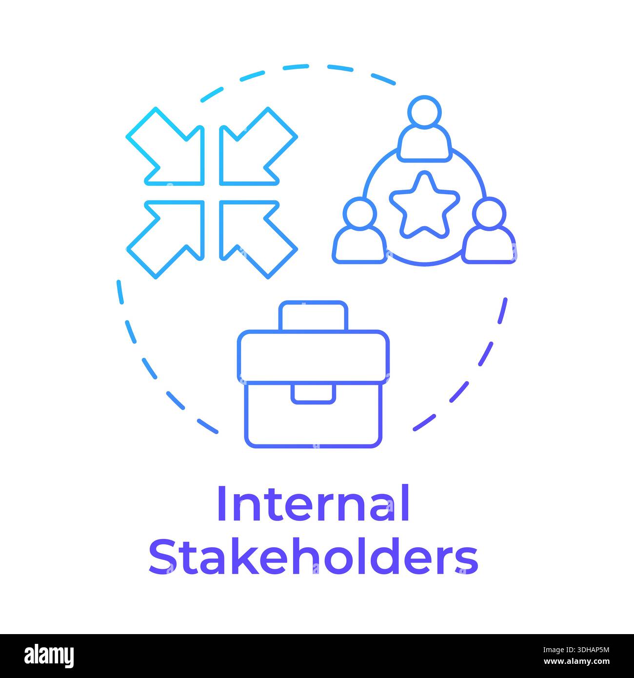 Internal stakeholders blue gradient concept icon Stock Vector