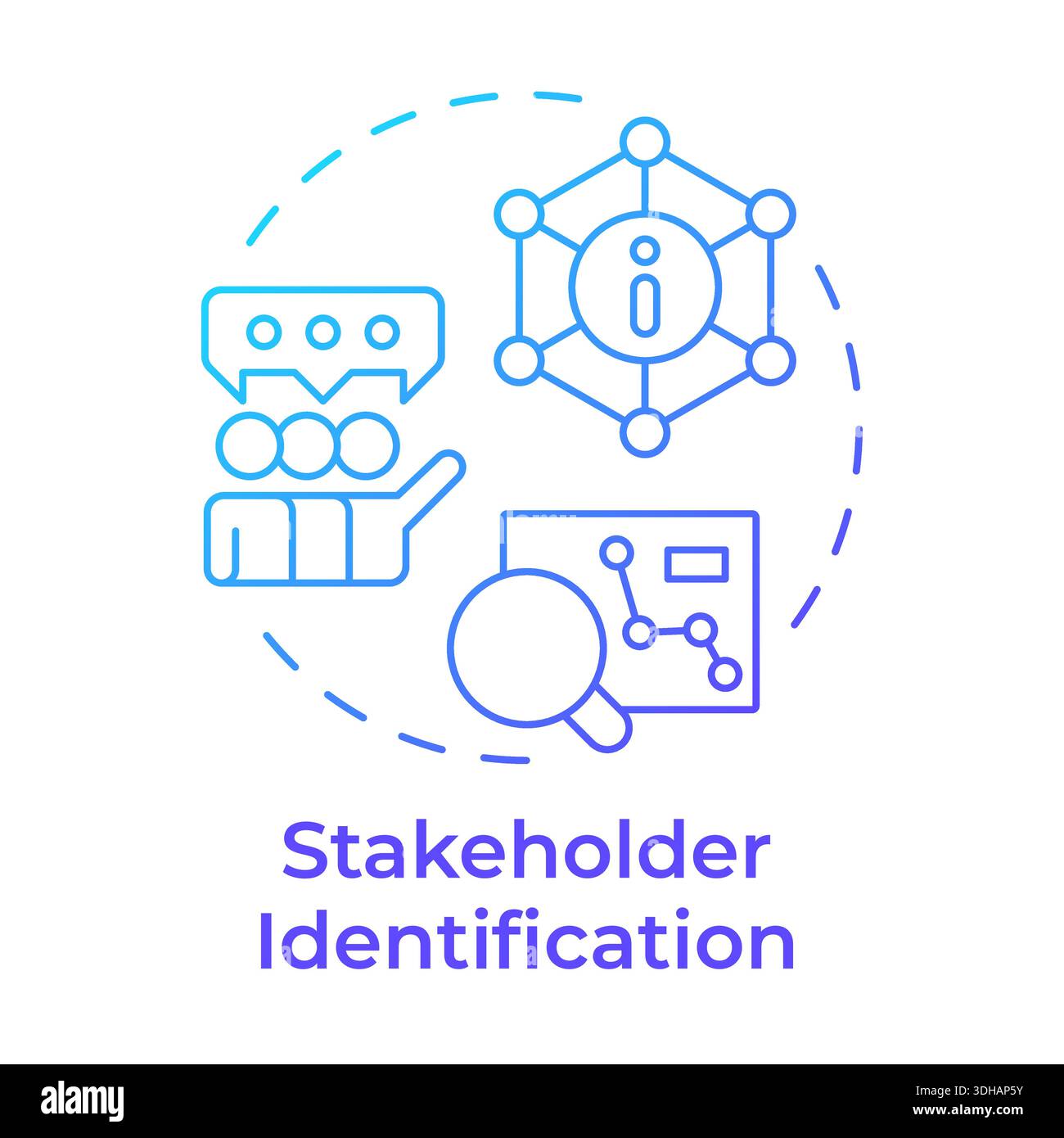Stakeholder identification blue gradient concept icon Stock Vector