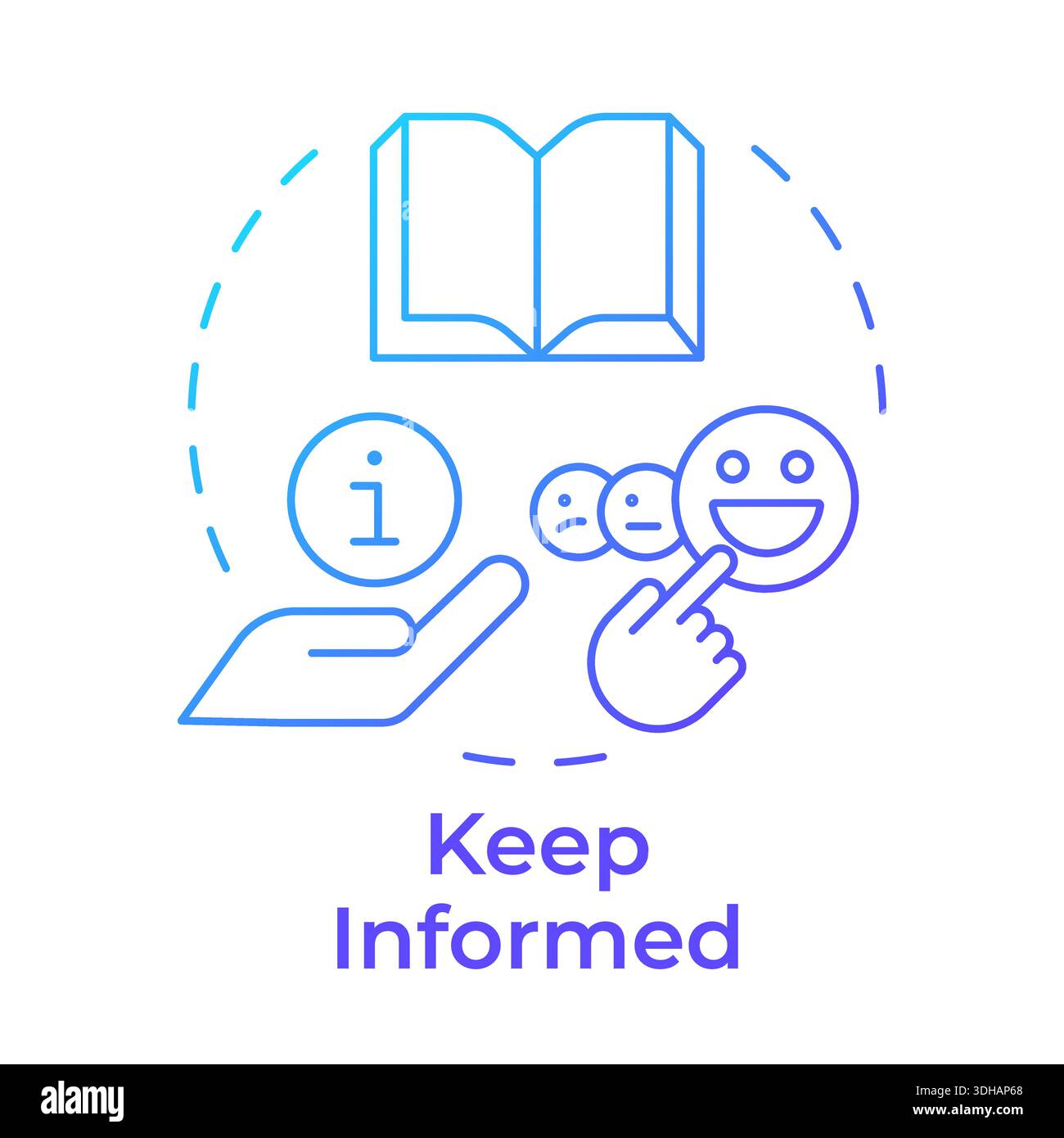 Keep informed blue gradient concept icon Stock Vector
