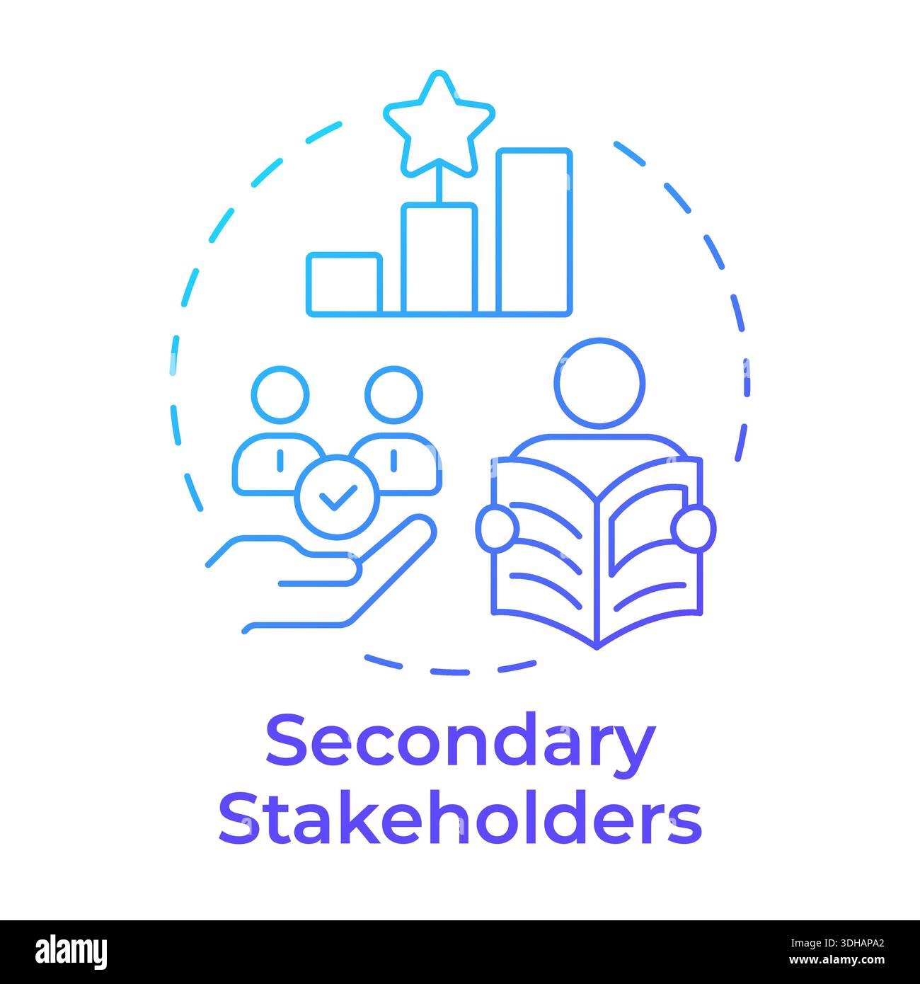 Secondary stakeholders blue gradient concept icon Stock Vector