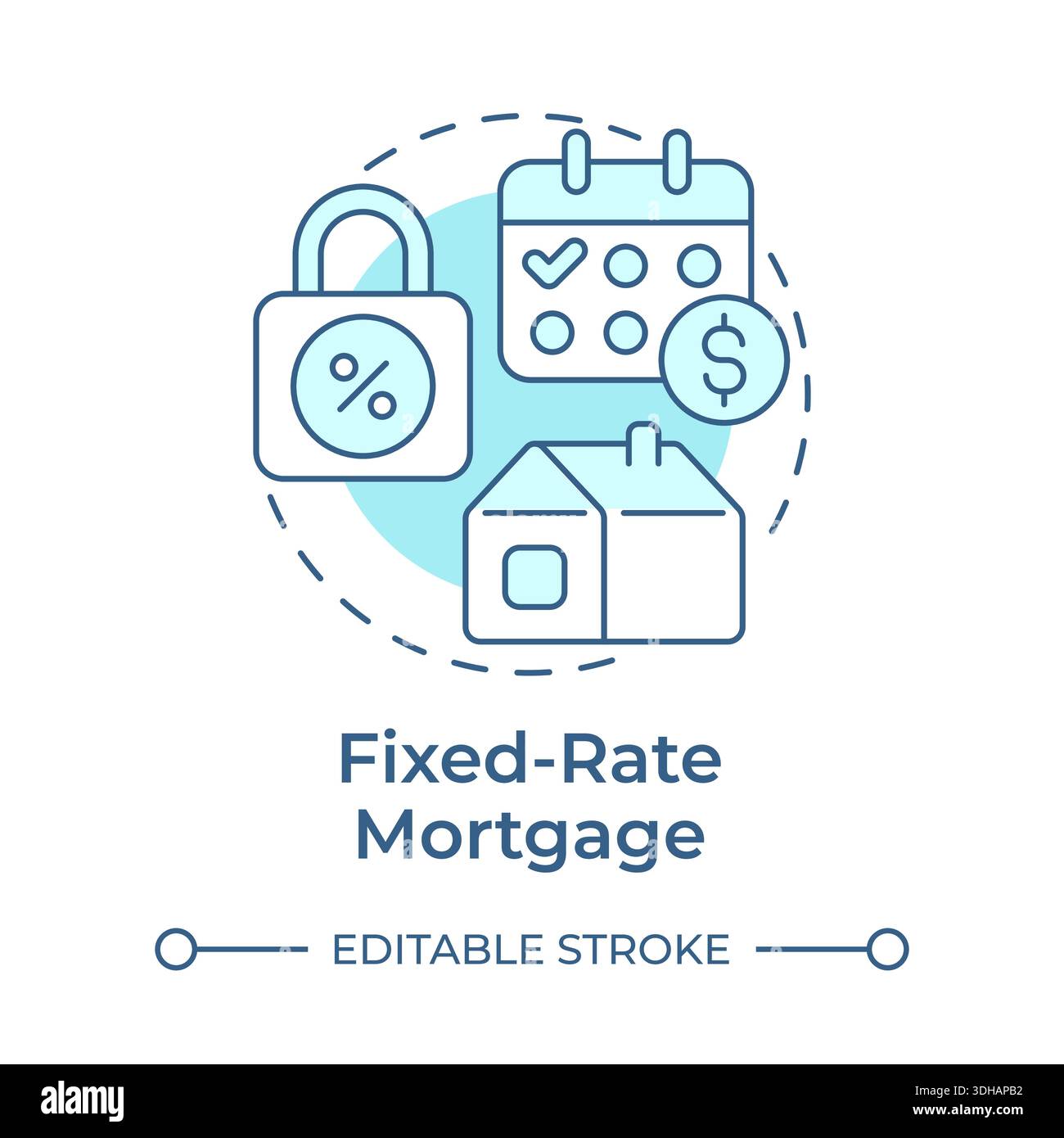 Fixed-rate mortgage soft blue concept icon Stock Vector