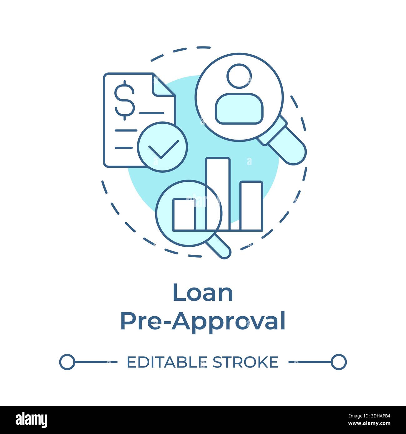 Loan pre-approval soft blue concept icon Stock Vector