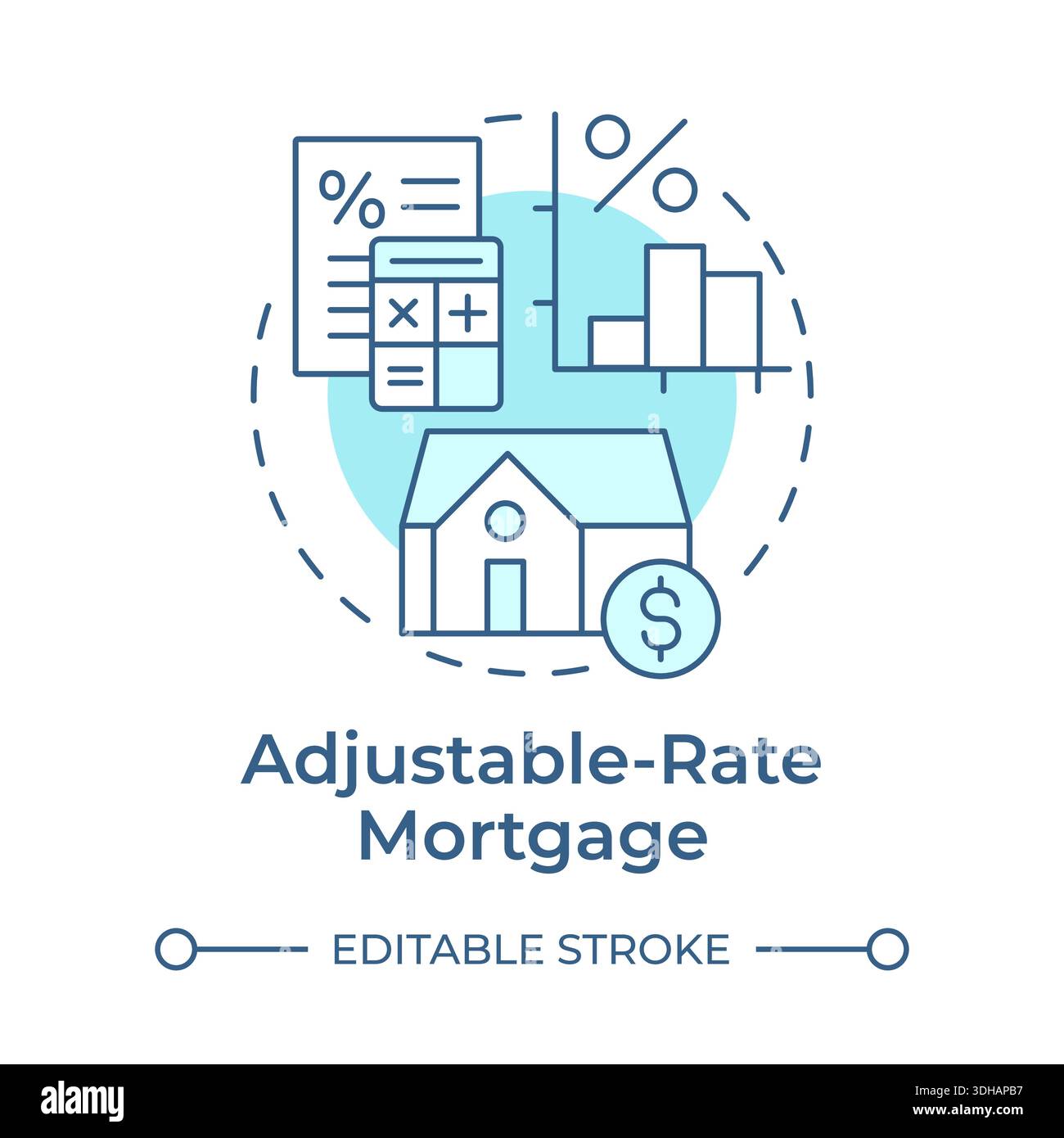 Adjustable-rate mortgage soft blue concept icon Stock Vector