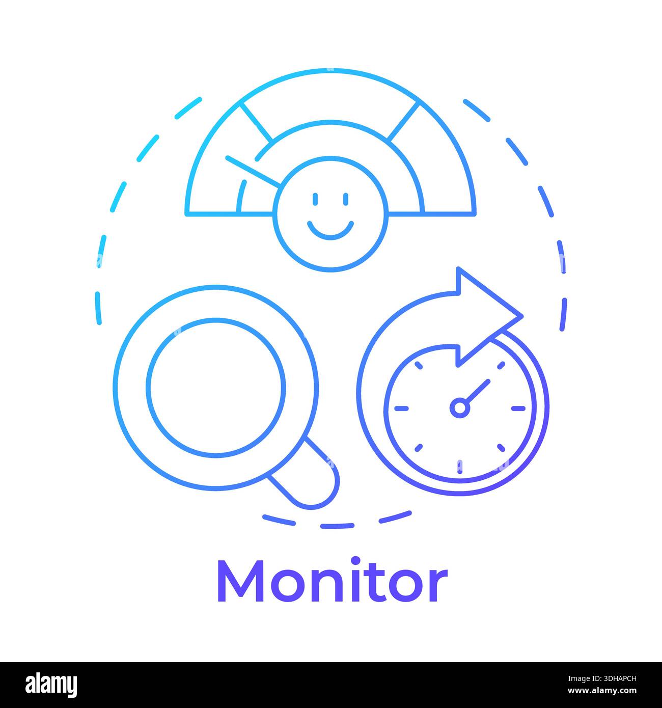 Monitor blue gradient concept icon Stock Vector
