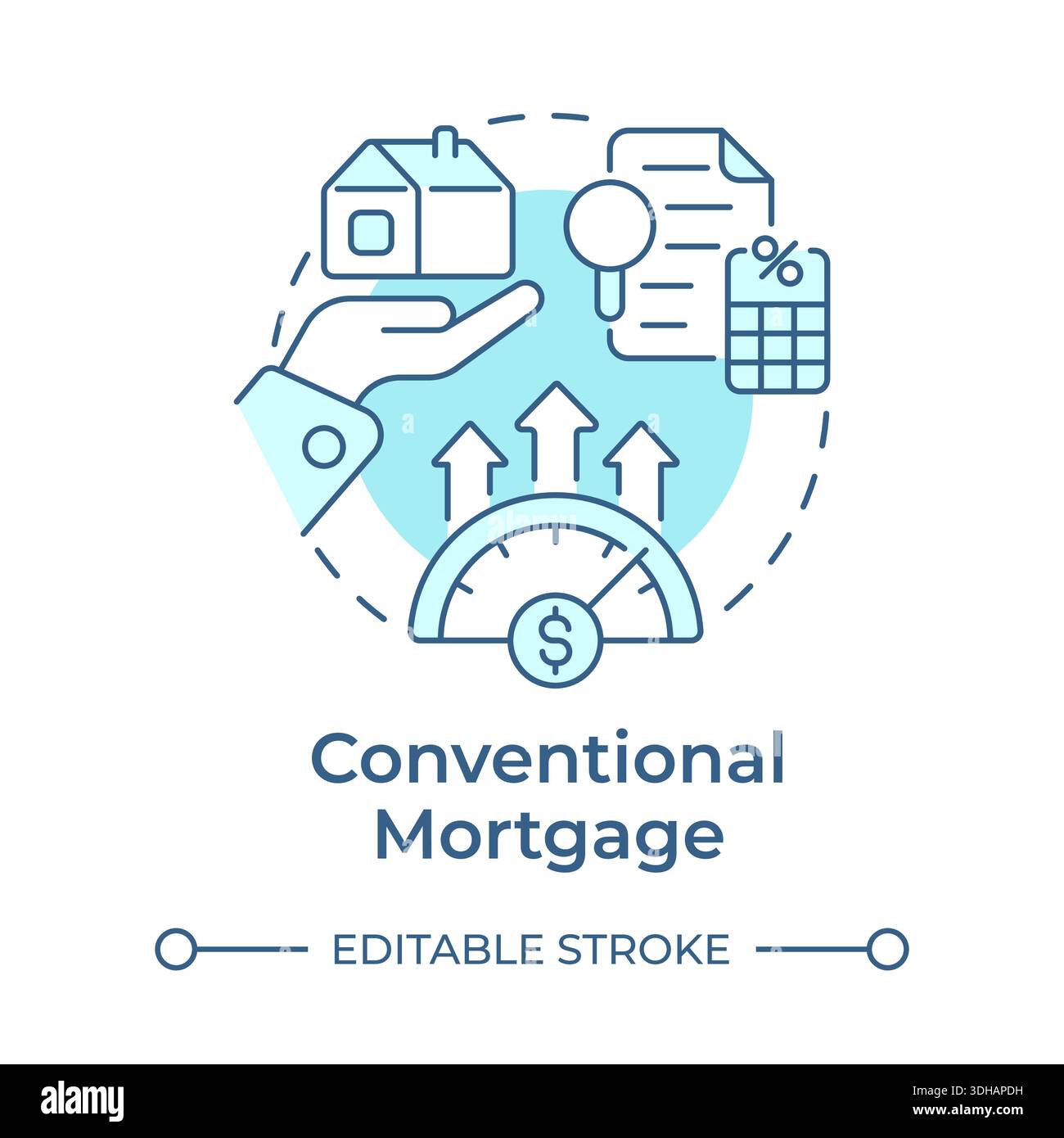 Conventional mortgage soft blue concept icon Stock Vector