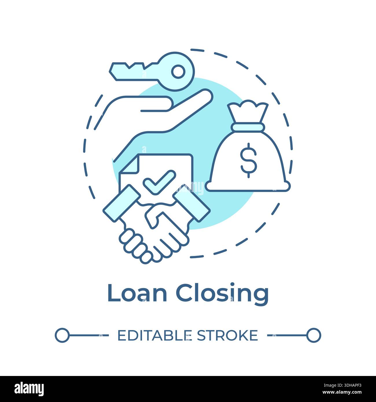 Loan closing soft blue concept icon Stock Vector