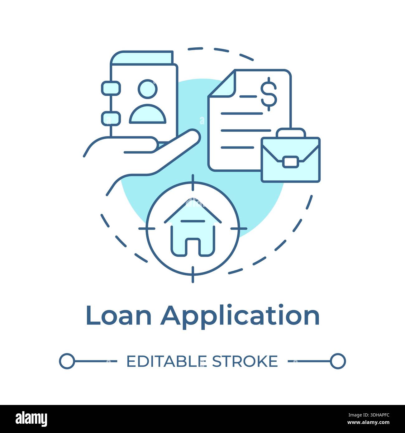 Loan application soft blue concept icon Stock Vector