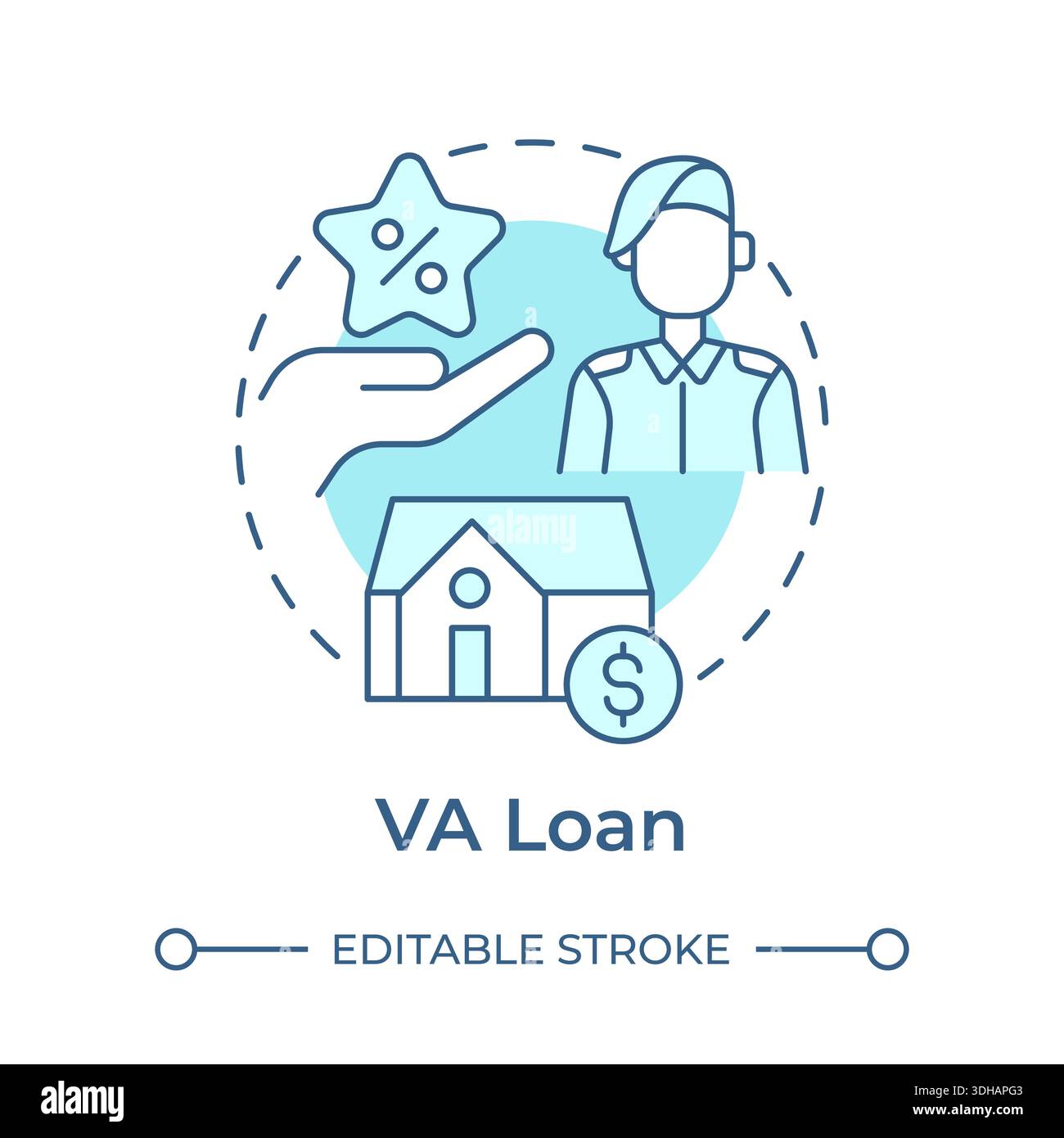 VA loan soft blue concept icon Stock Vector
