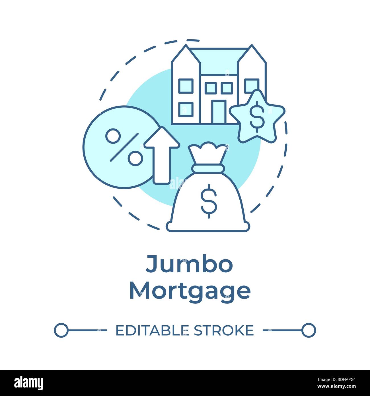 Jumbo mortgage soft blue concept icon Stock Vector