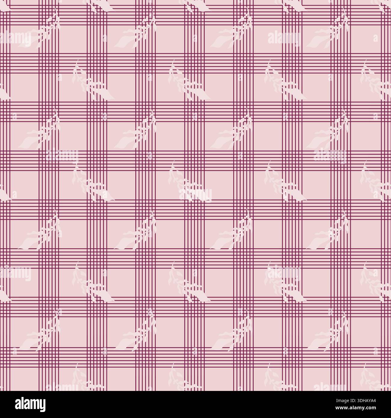 Blush Floral Plaid Grid Pattern Stock Vector