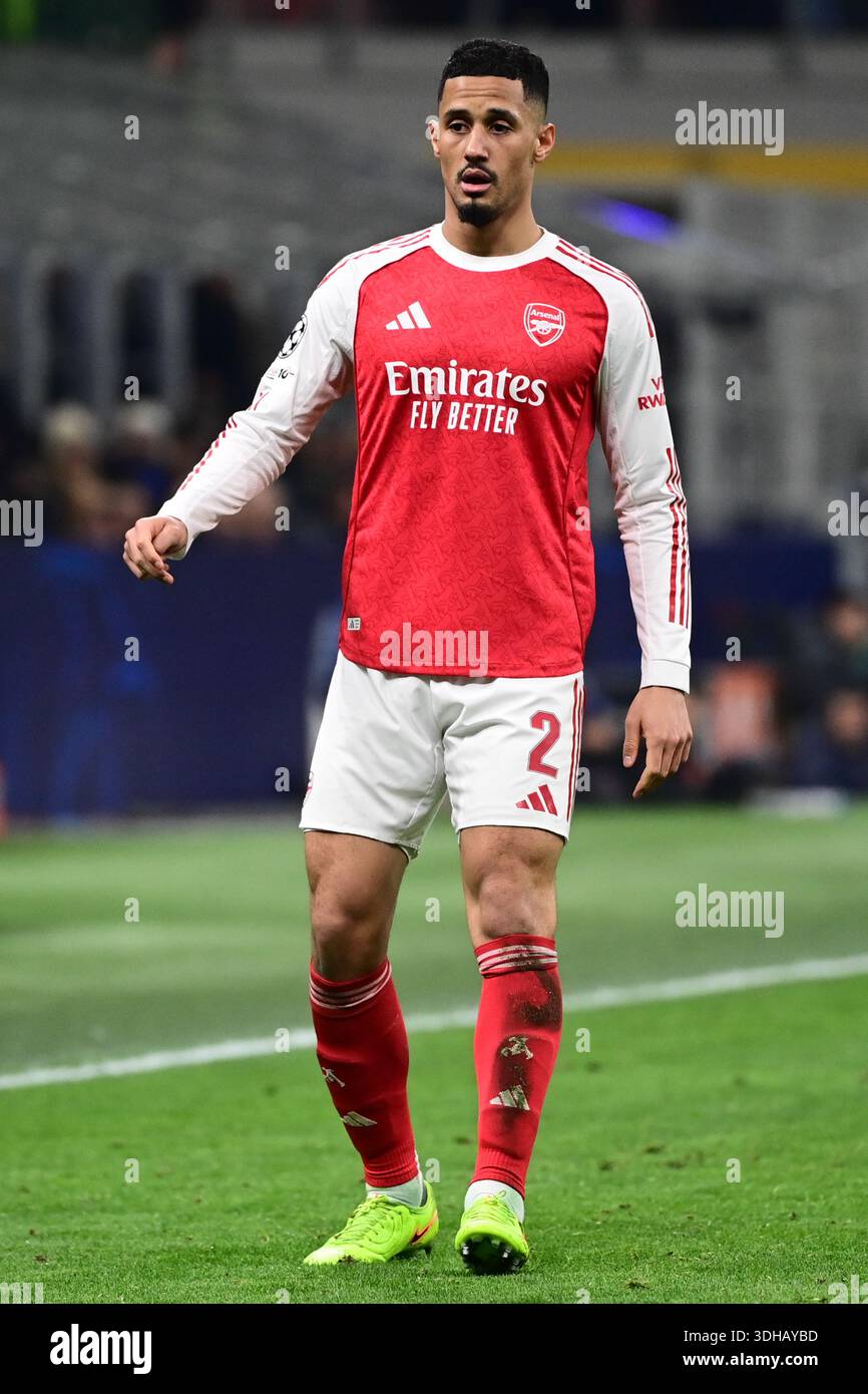 William Saliba of Arsenal looks on during the UEFA Champions league football match Inter Milan vs Arsenal at the San Siro Stadium in Milan, Italy on January 20, 2026 Credit: Piero Cruciatti/Alamy Live News Stock Photo