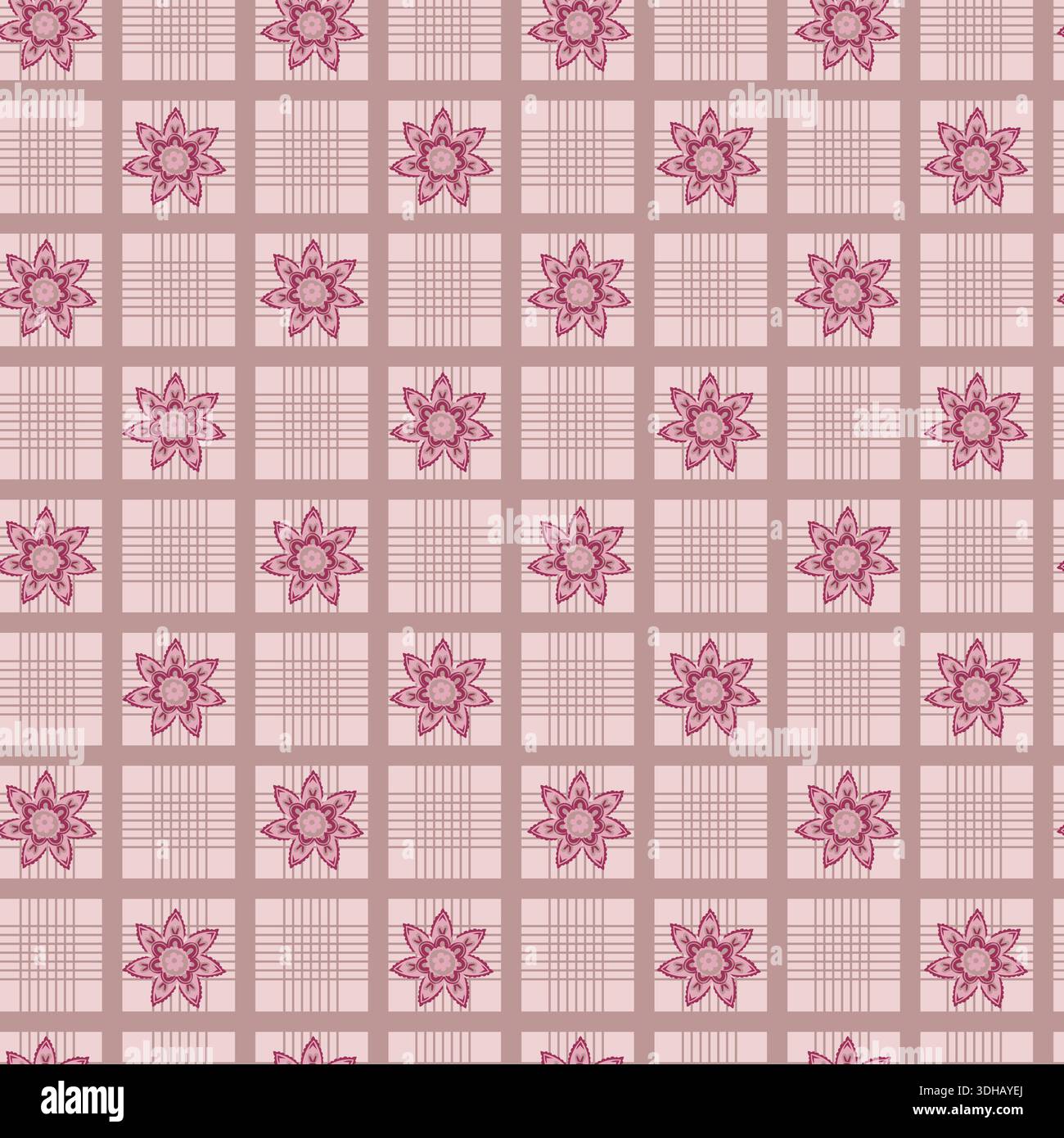 Soft Floral Geometric Tile Grid Stock Vector