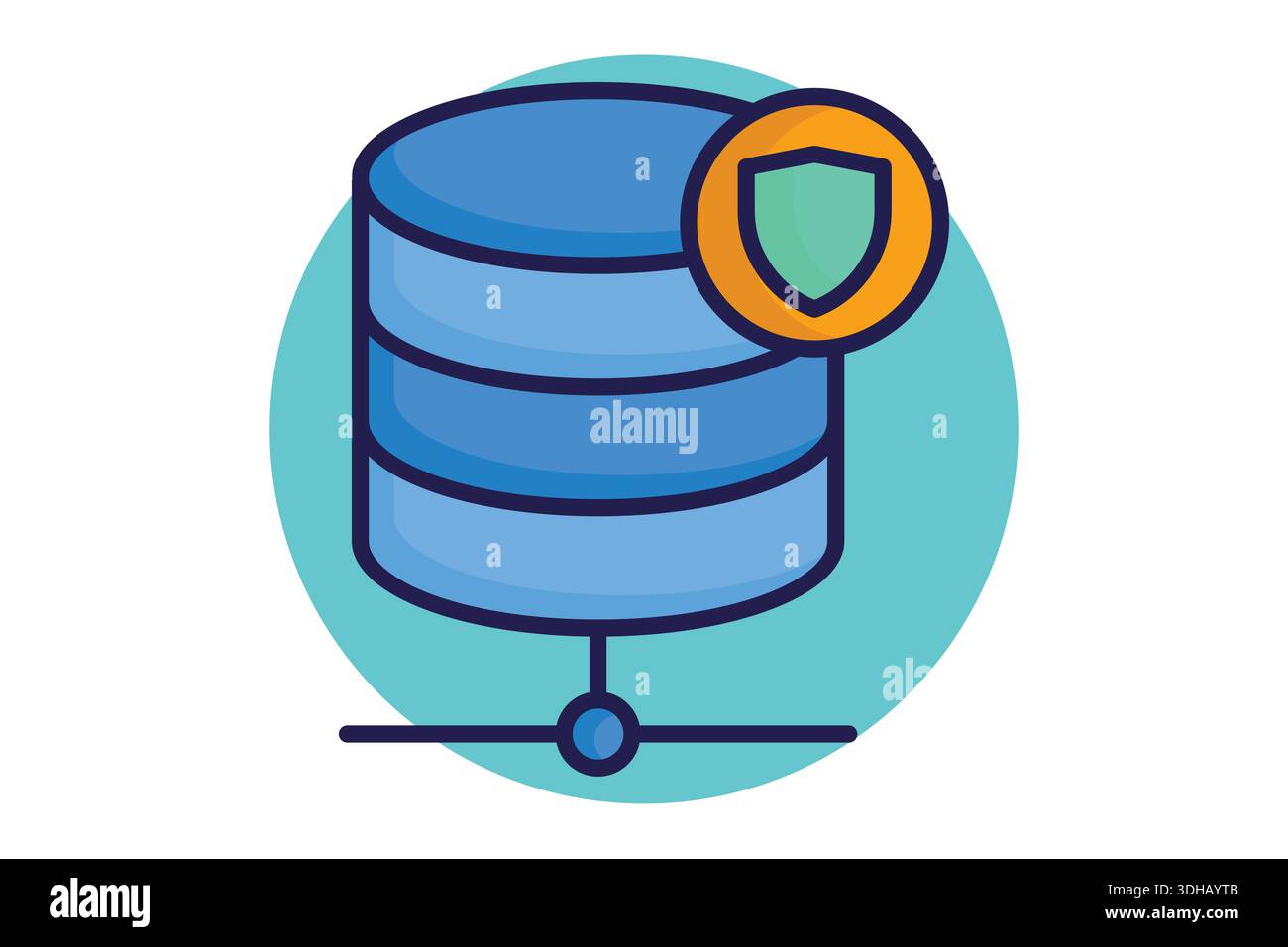 Database security icon. Colored icon style. Icon related to IT support. Technology elements vector illustration Stock Vector