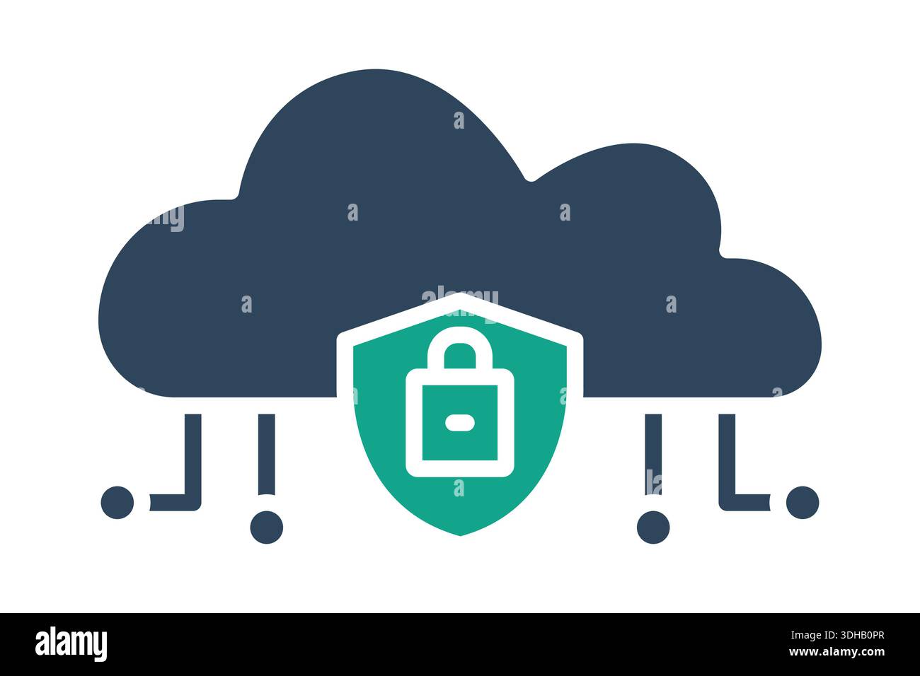 Cloud security icon. Solid icon style. Icon related to IT support. Technology elements vector illustration Stock Vector