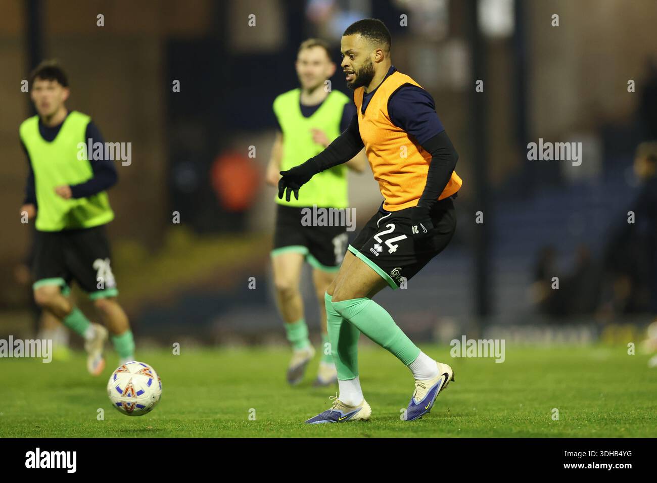 Southend-on-Sea, Essex, UK. Jan 20, 2026. Jordan Cousins of Eastleigh  during the pre-match warm up before the match between Southend United and  Eastleigh in the Enterprise National League at Roots Hall. (Credit: