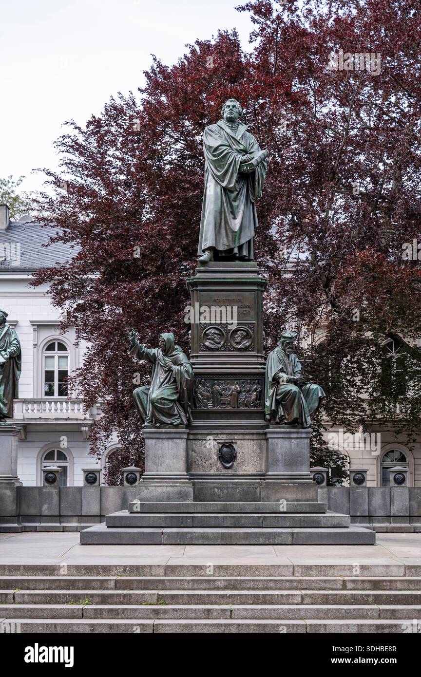 The Martin Luther monument by Ernst Rietschel, at Worms, Rhineland-Palatinate, Germany, Stock Photo