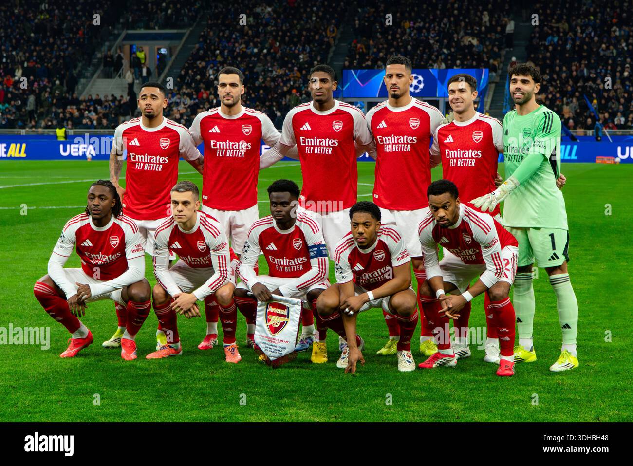 Arsenal FC line-up during the UEFA Champions League, League phase, MD7 ...