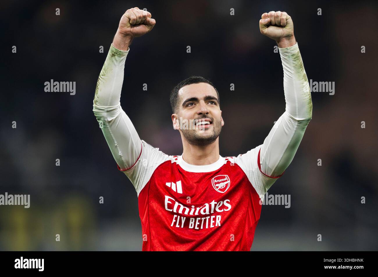 Mikel Merino of Arsenal FC celebrates the victory at the end of the ...