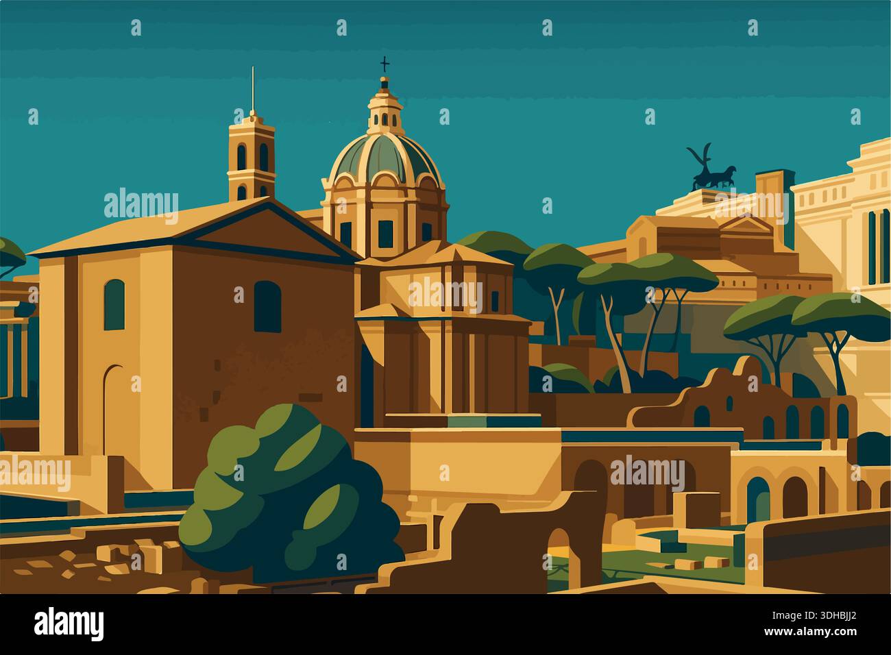 Stylized Rome Abstract Ruins travel history buildings roman columns Stock Vector Images - Alamy