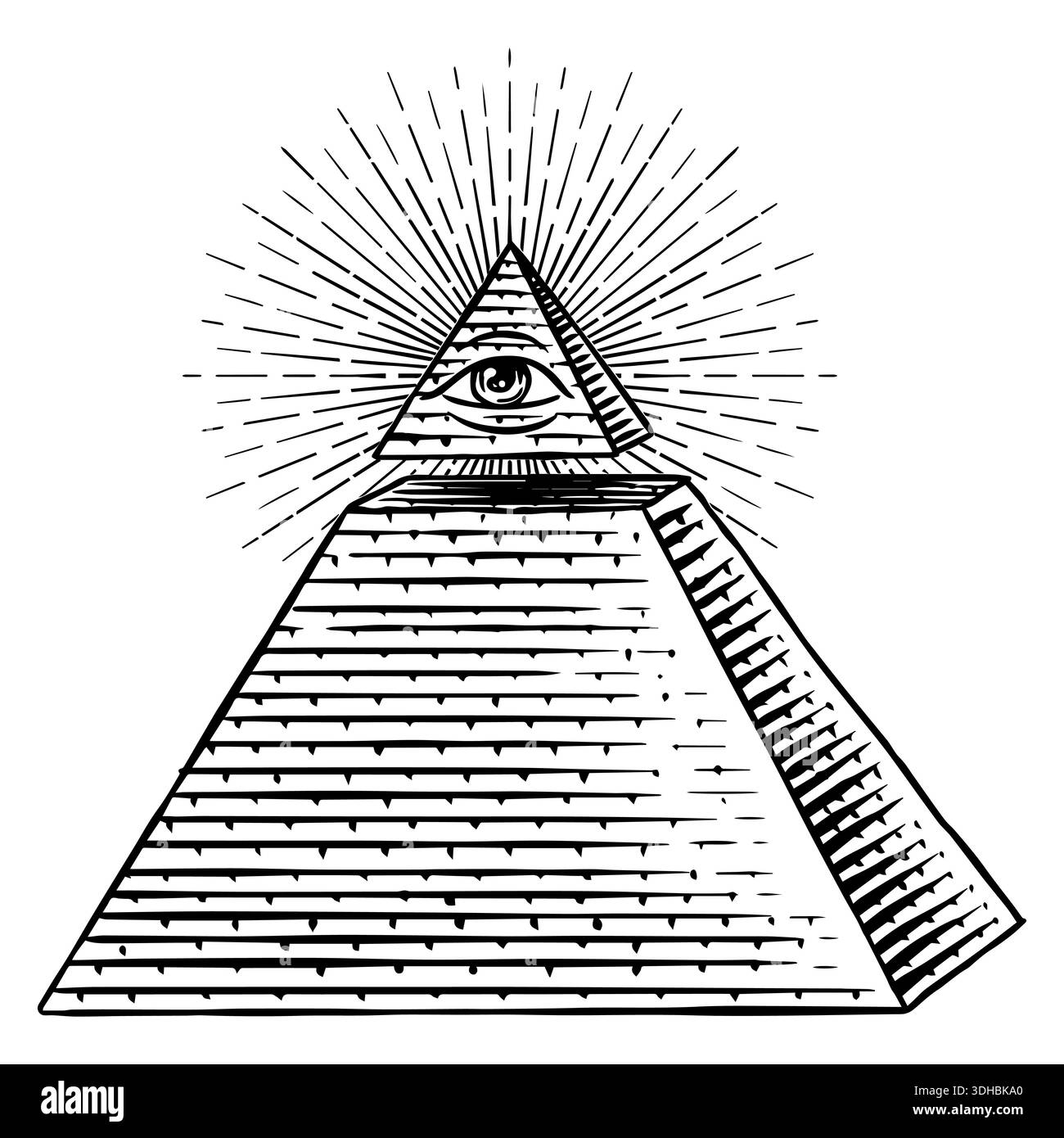 Pyramid with all seeing eye of providence .Freemason and Mason 