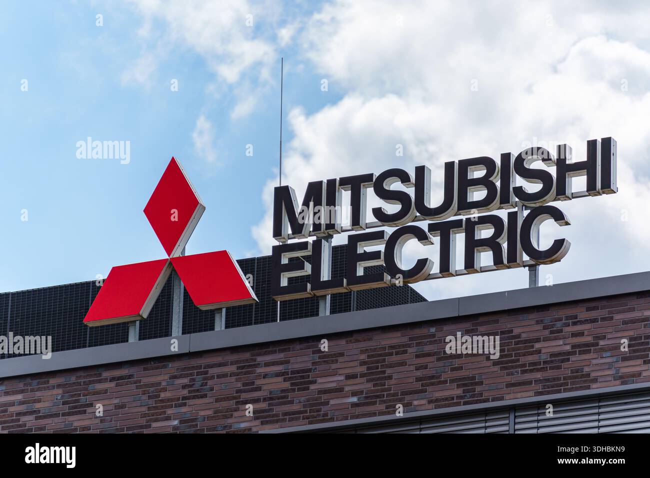 Mitsubishi Electric logo on the office building in Ratingen 