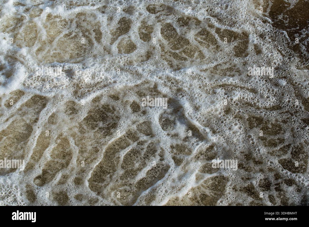 Frothy patterns in river water Stock Photo