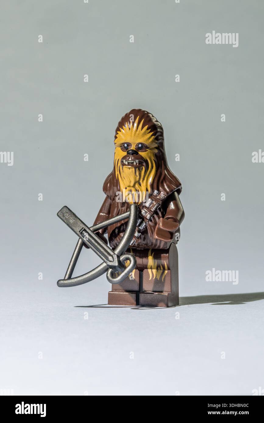 Lego Star Wars Minifigure Chewbacca the Wookiee with crossbow Stock Photo