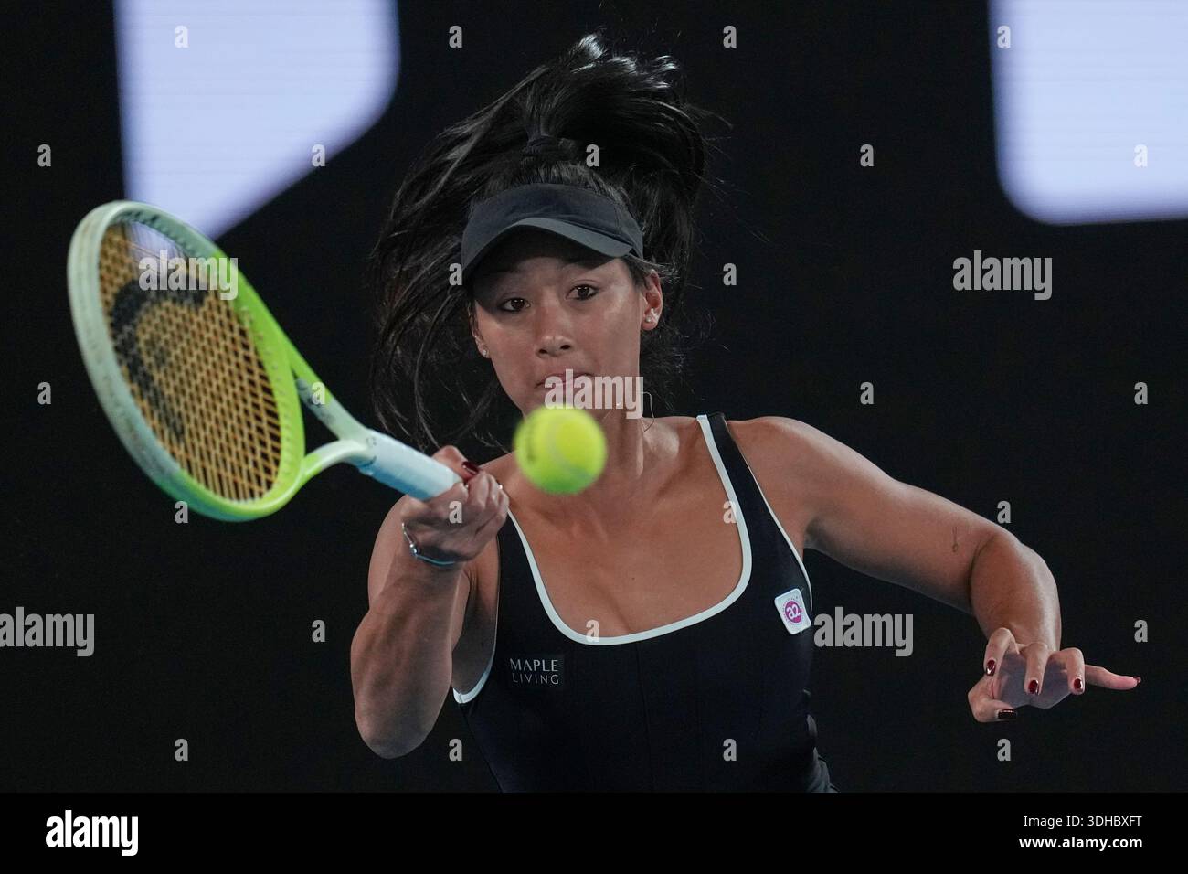 Priscilla Hon Ranking Priscilla Hon of Australia plays a forehand return to Iva Jovic of the ...