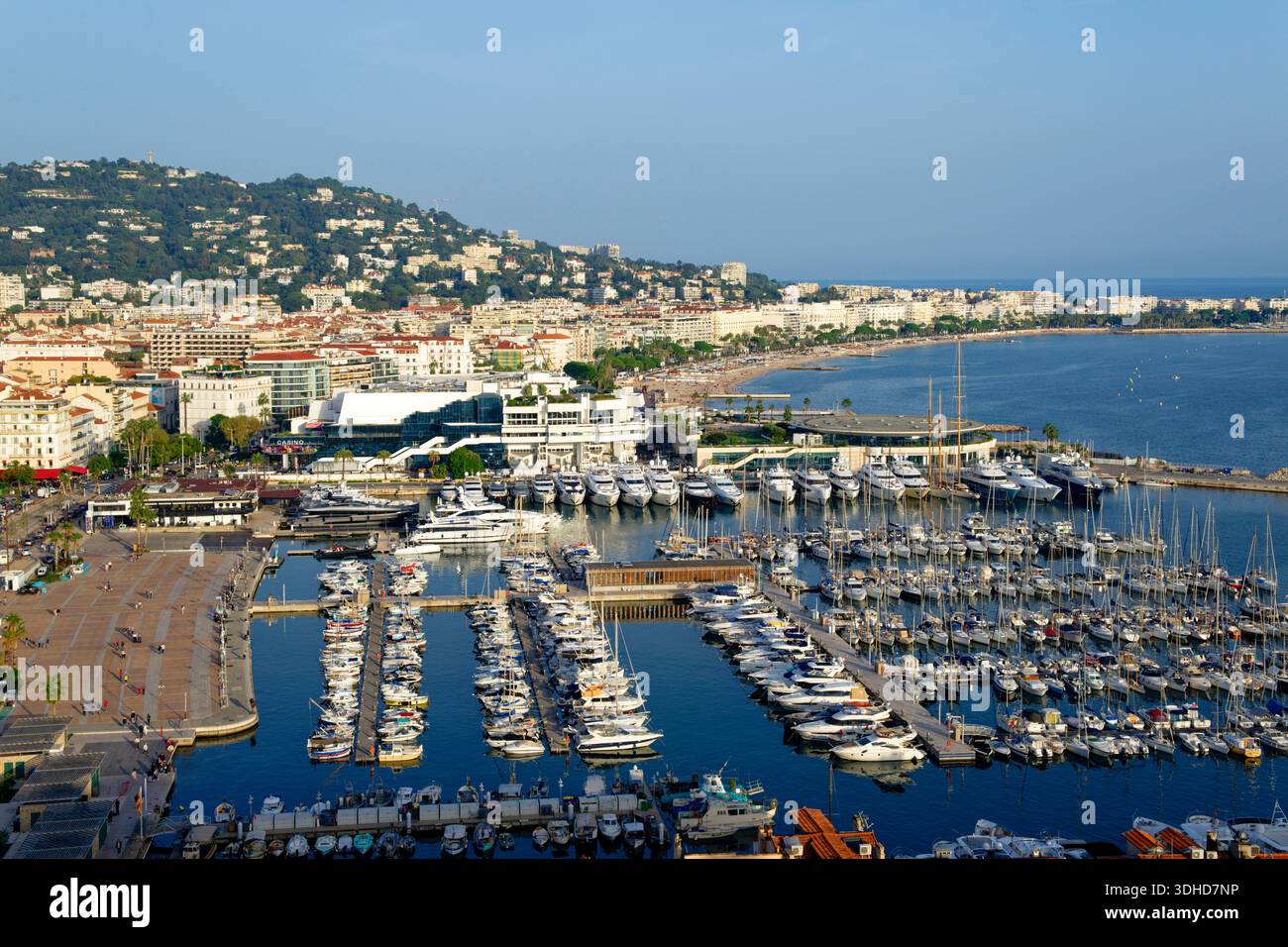 France, Alpes Maritimes, Cannes, Port and Palais des Festivals Stock Photo