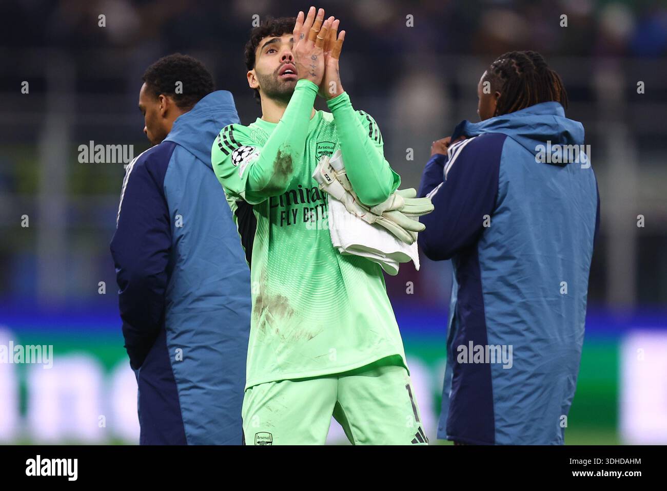 Milano, Italy. 20th Jan, 2026. David Raya of Arsenal Fc celebrates at ...