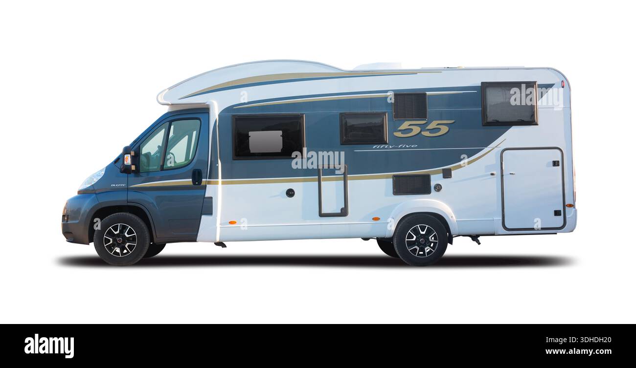Fiat Ducato Burnster 55 motorhome side view isolated on white ...