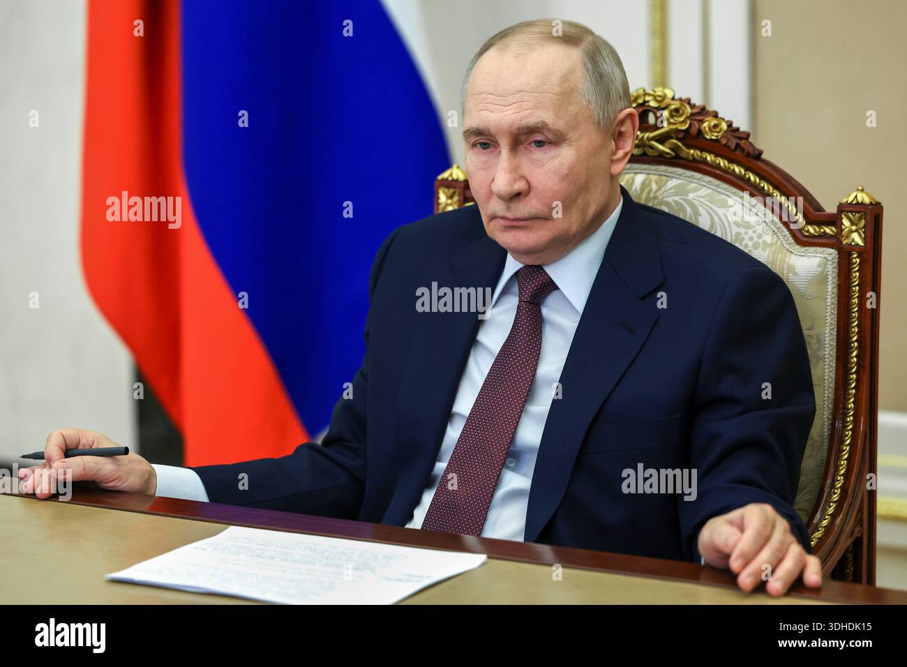 Russian President Vladimir Putin Attends A Cabinet Meeting Via 