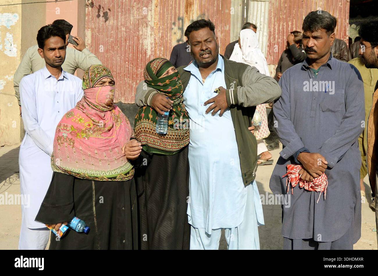 Relatives of missing persons of the tragic fire incident at Gul Plaza ...