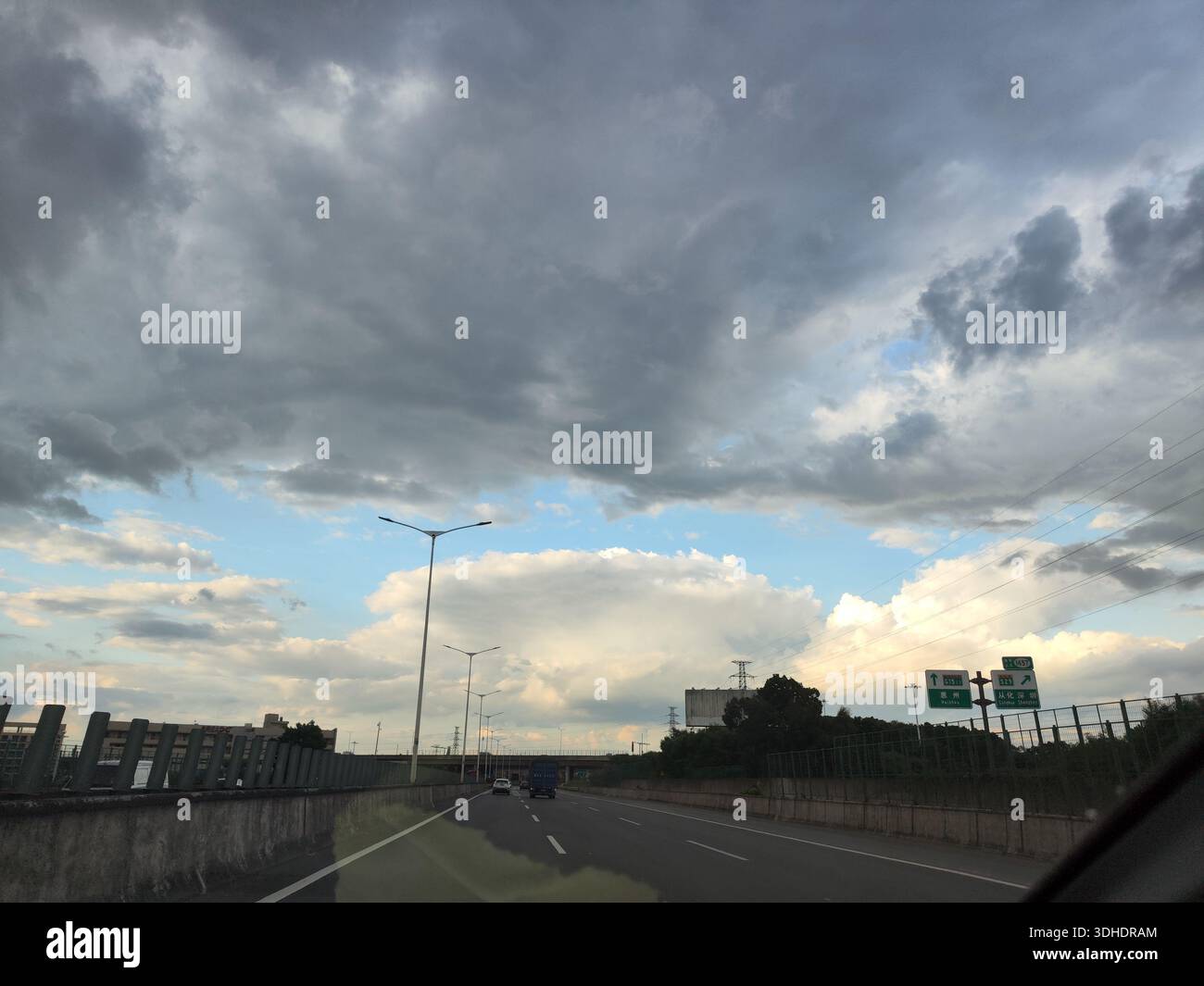 Overcast Sign Overcast Sky Above Highway with Traffic and Road Signs Stock Photo - Alamy