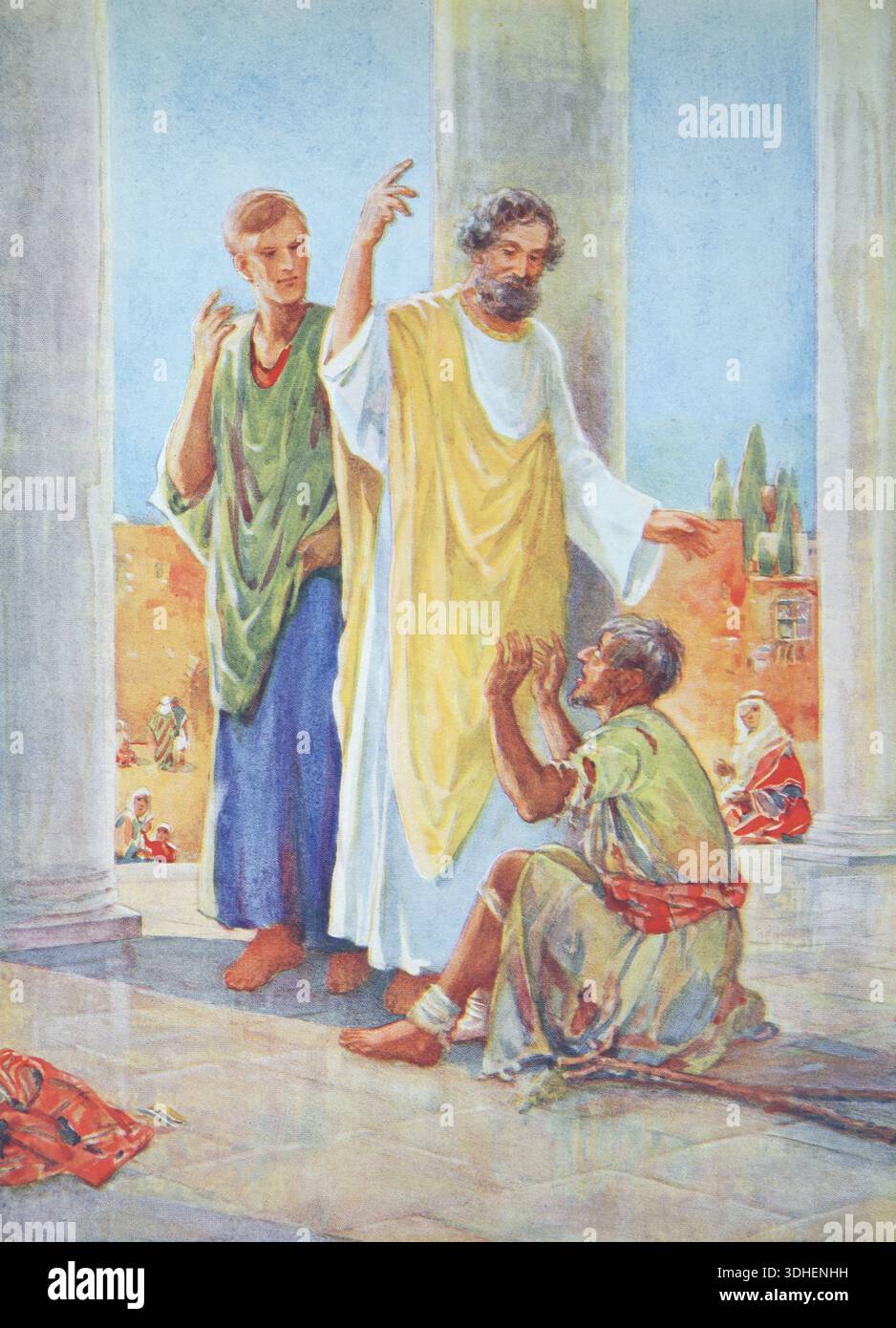 Illustration of Peter and John Healing the Lame Man at the Temple of ...