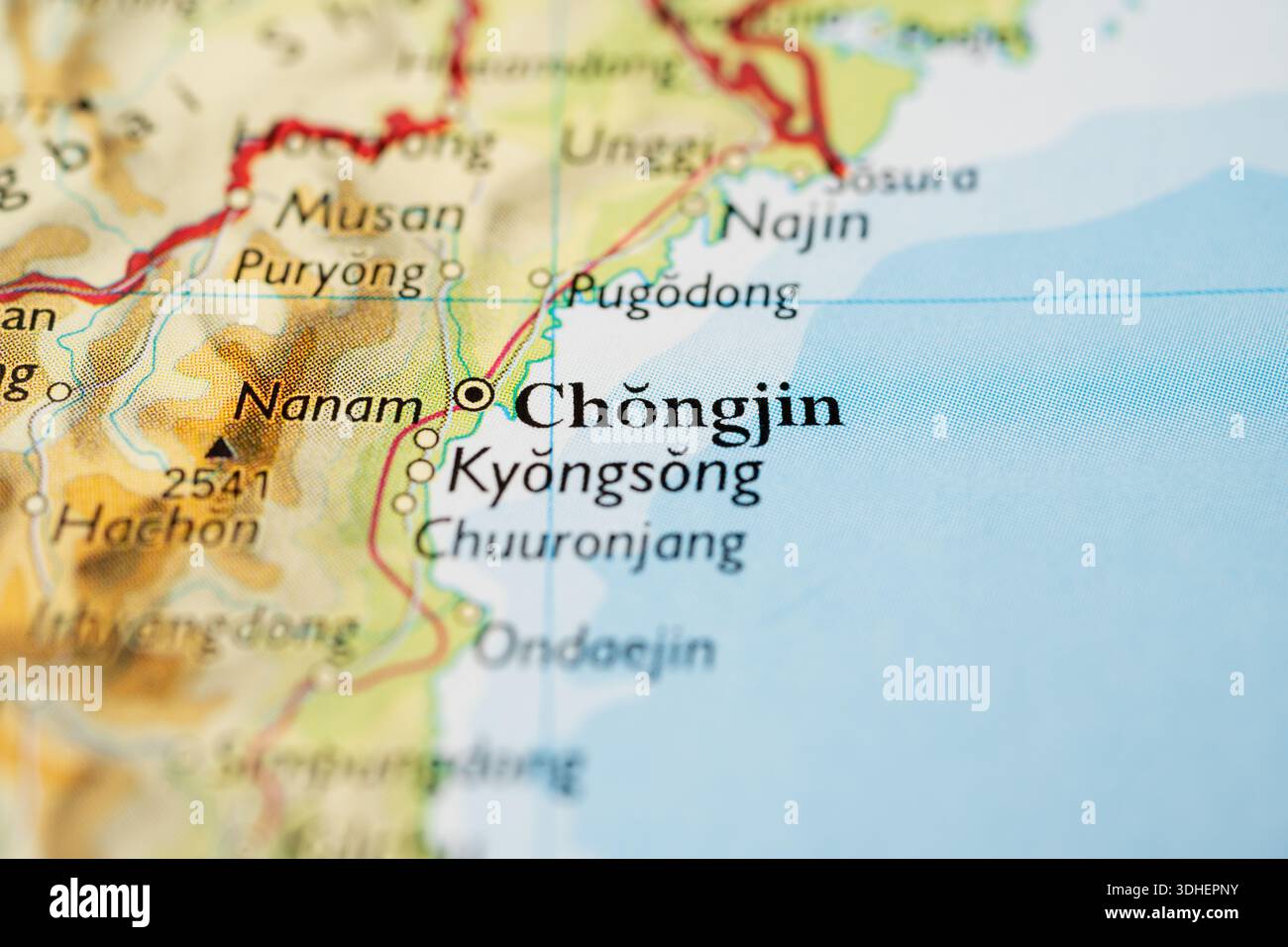 Detailed political map showing Chongjin North Korea Stock Photo - Alamy
