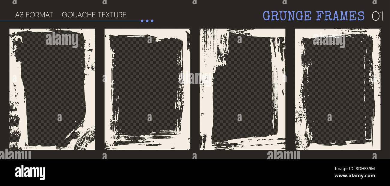 Gouache Grunge Frames. Vertical templates. Vector. Stock Vector