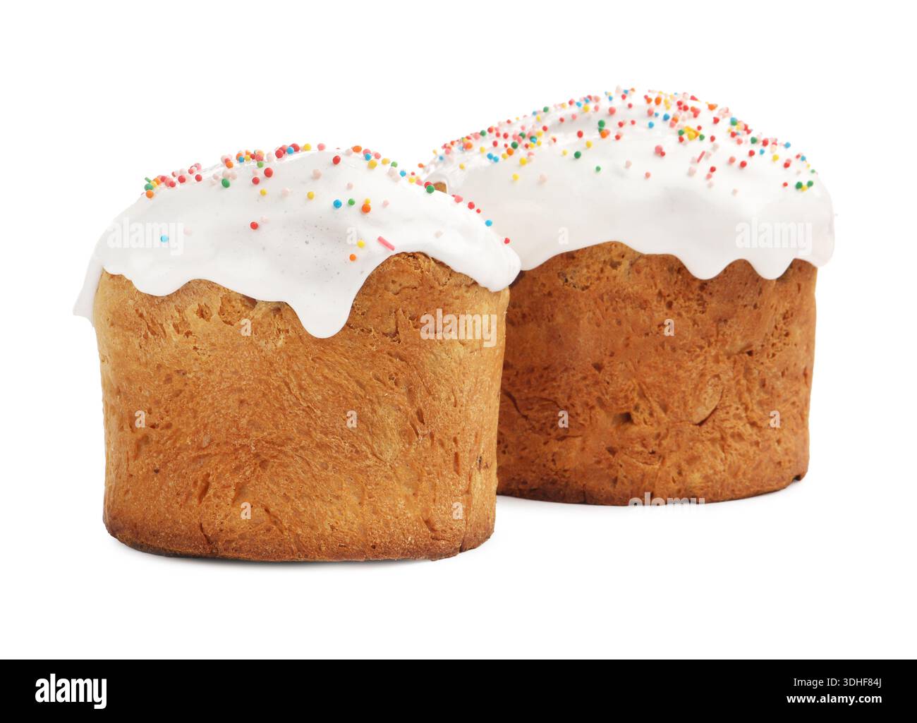 Two delicious Easter cakes isolated on white Stock Photo