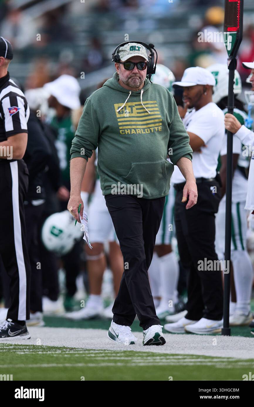 Charlotte head coach Tim Albin walks along the sideline during an NCAA ...